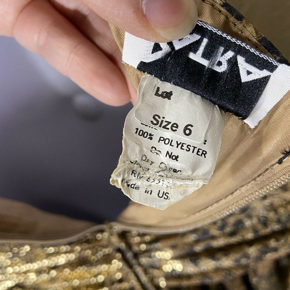 VTG Patra Size 6 Cheetah Print Strapless Dress Shimmer Ruched Bow Party Flounce - Picture 7 of 8